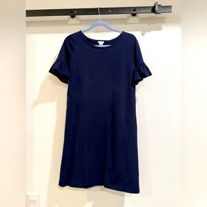 J. Crew t-shirt dress, navy XS. Crew neck with flirty ruffle sleeves